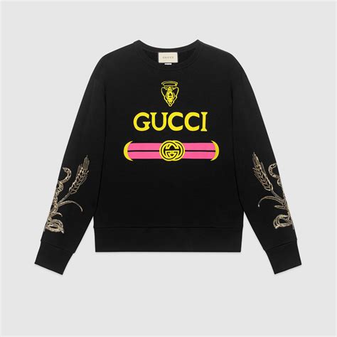 GUCCI Felpa rosa in cotone con logo 